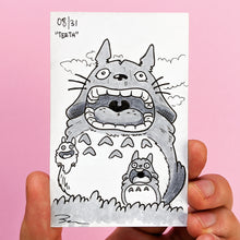 Knobtober 2020 drawing for Day 8 "Teeth, original art by Brendan Pearce of Totoro in a penis shape
