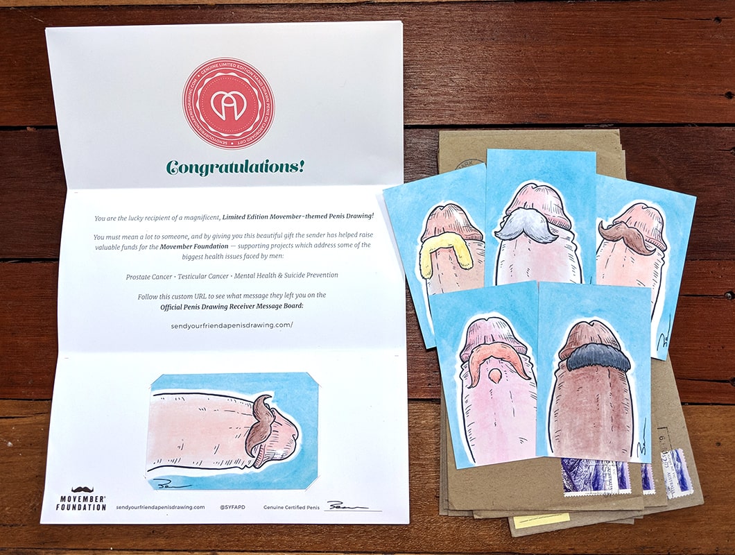 Limited Edition Movember Penis Drawing with certificate of authenticity