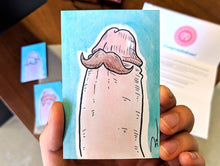 Drawing of a penis with a brown moustache